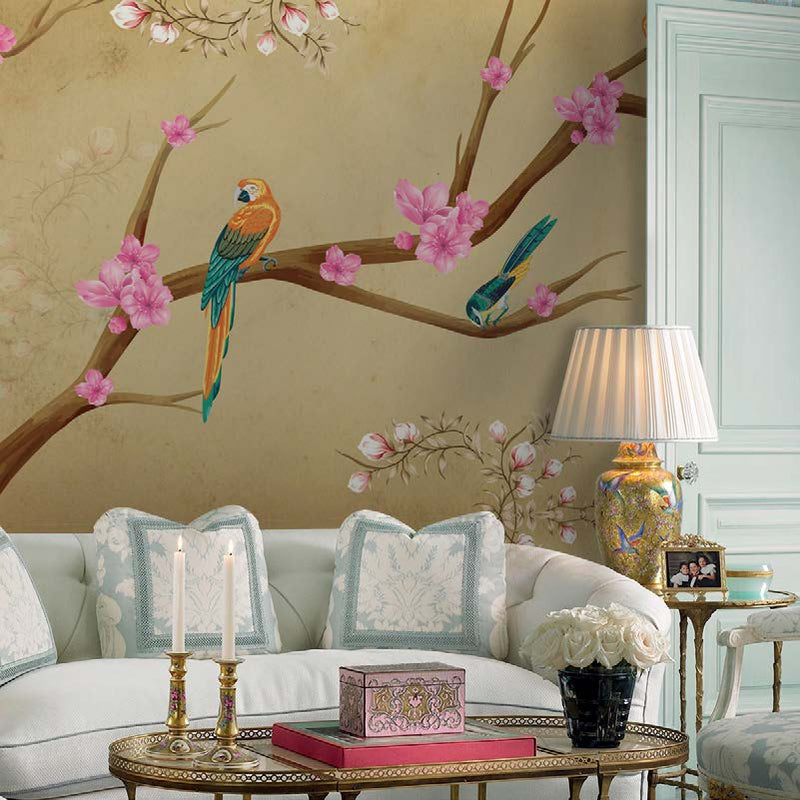 Blooming Branches & Exotic Birds Wallpaper