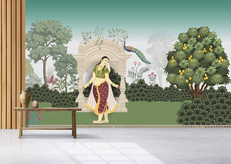 Enchanted Mughal Garden Mural