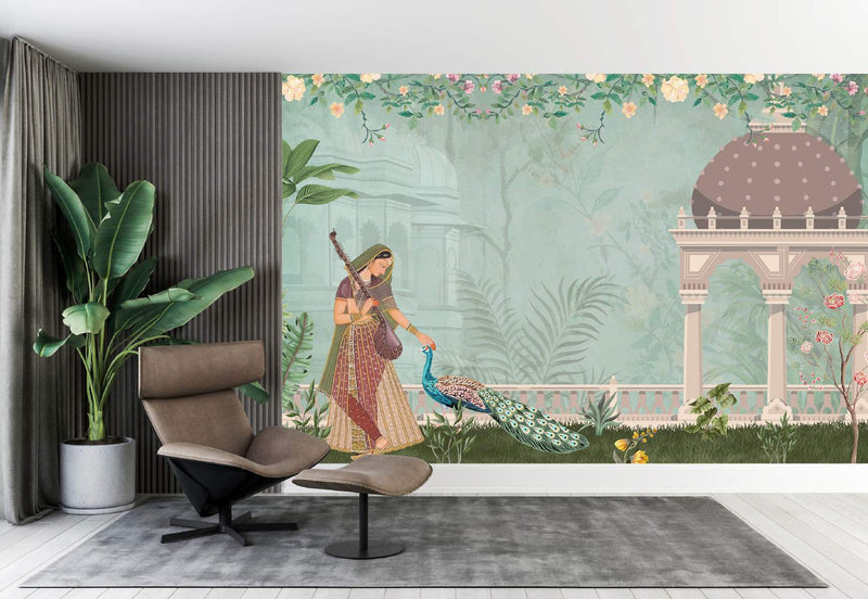 Enchanting Peacock & Musician Mural