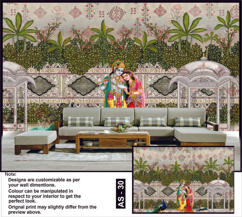 Krishna Radha Garden Mural Wallpaper
