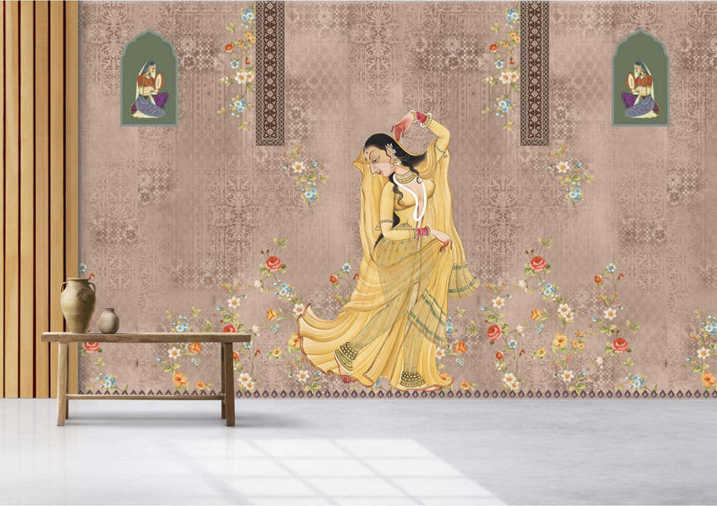 Mughal Empress Floral Dance Wallpaper