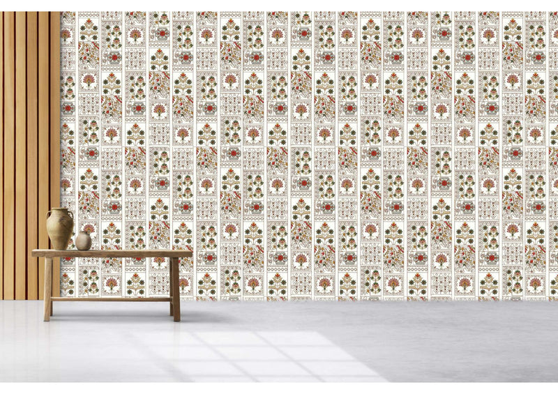 Ornate Patchwork Botanical Wallpaper