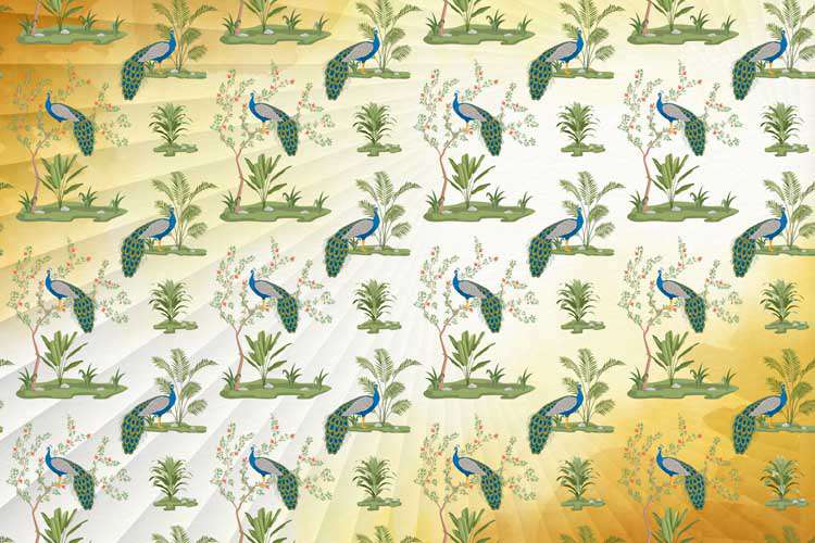 Peacock Paradise Sunburst Wallpaper