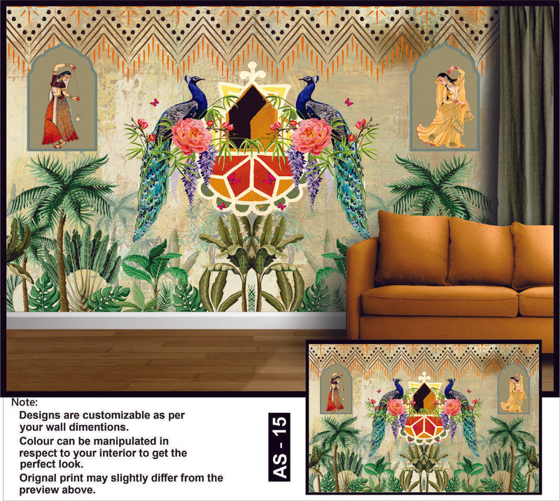 Peacock Paradise Tropical Mural