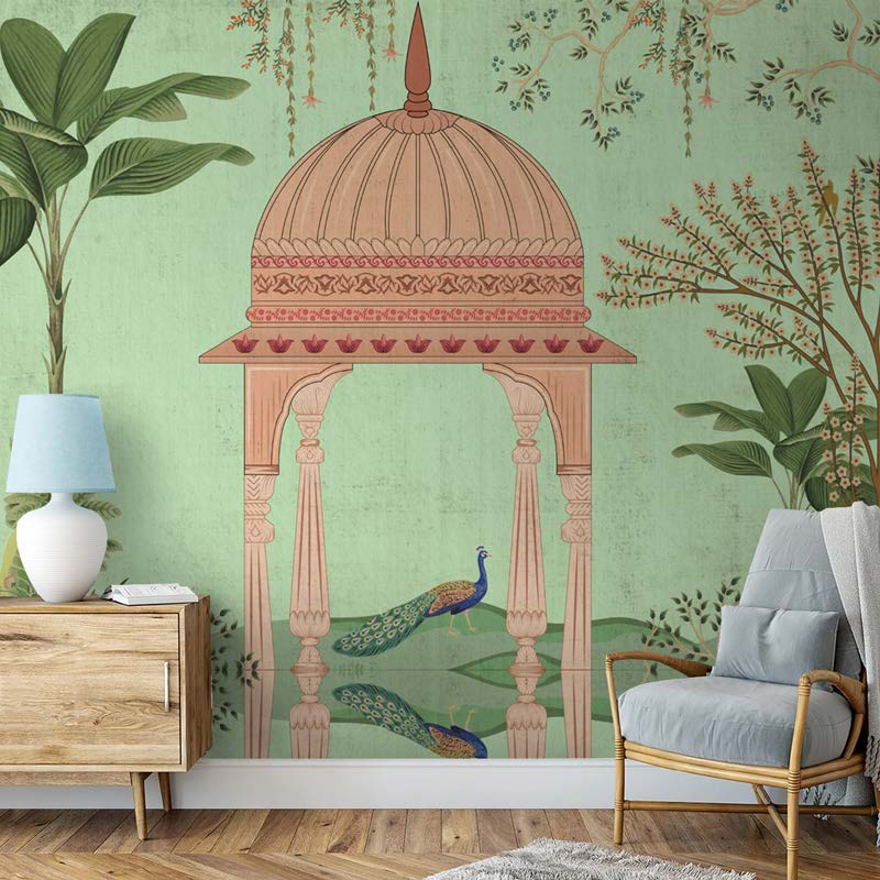 Peacock Pavilion Serenity Wallpaper