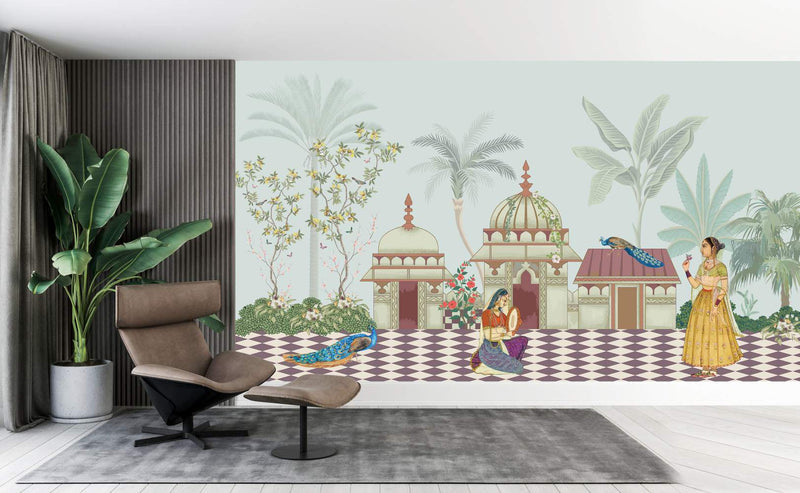 Peacocks, Palaces, and Paradise Wallpaper