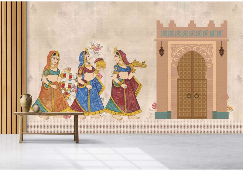 Rajasthani Palace Brides Wallpaper Mural