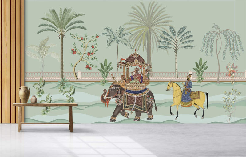 Regal Elephant Procession Wallpaper Mural