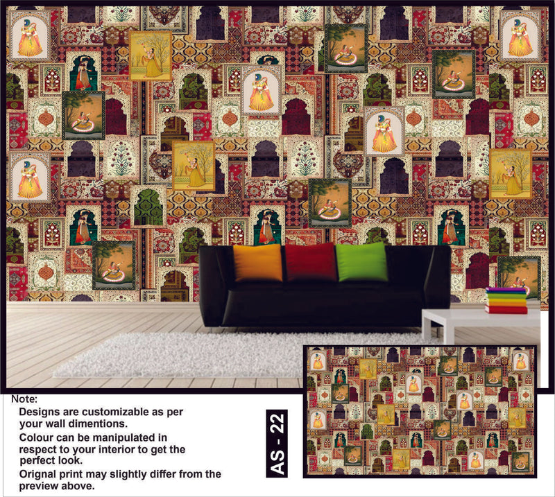 Regal Patchwork Mughal Majesty Wallpaper
