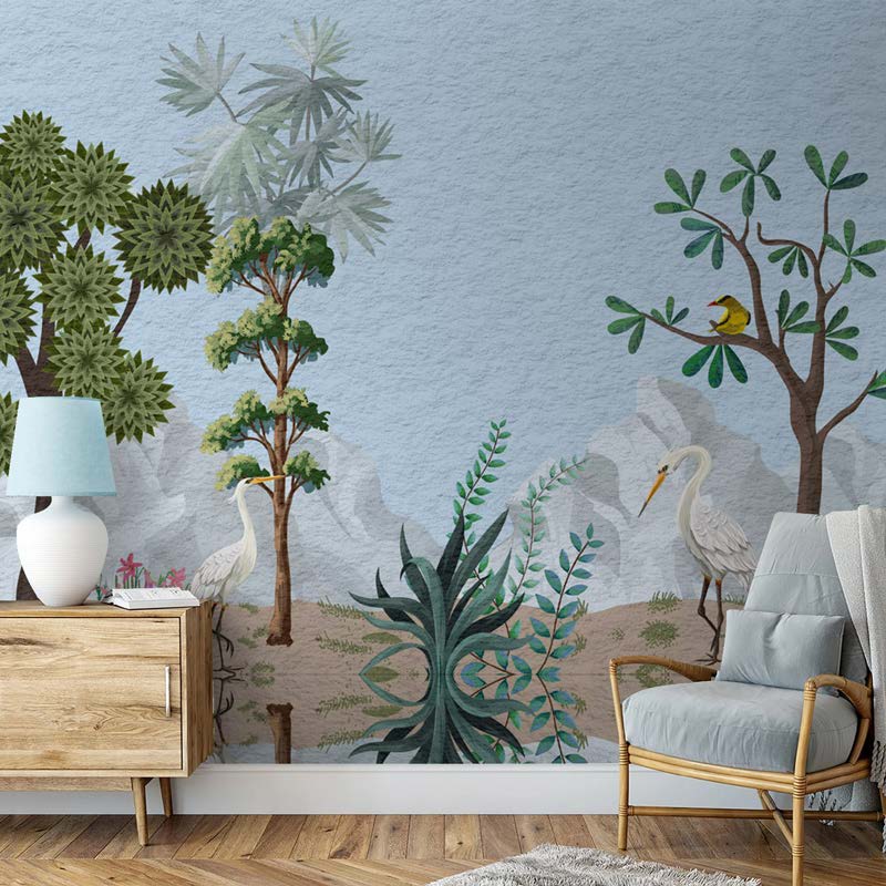 Serene Avian Oasis Wallpaper Mural