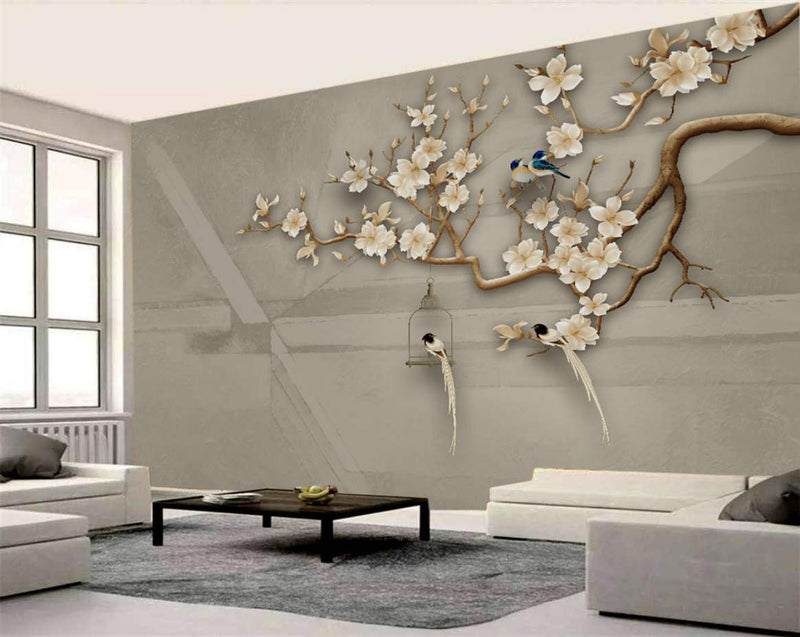 Serene Blossom & Bird Sanctuary Wallpaper