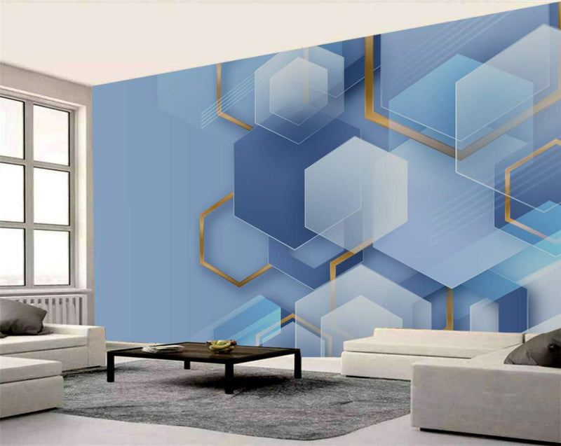 Serene Blue Hexagon Geometry Wallpaper