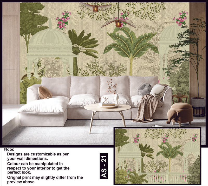 Serene Garden Oasis Wallpaper Mural