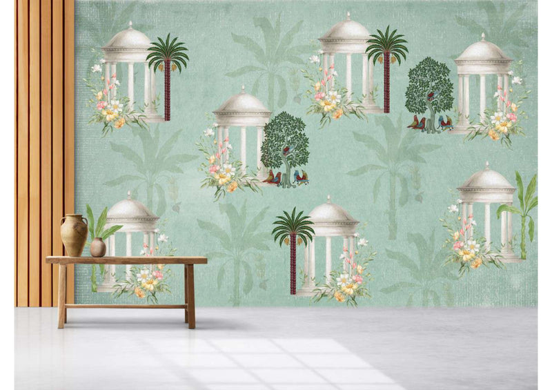 Serene Garden Pavilions Wallpaper