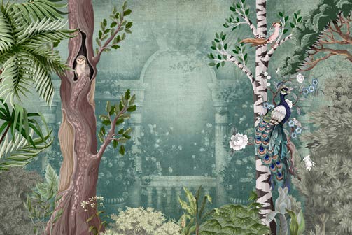 Serene Peacock Garden Oasis