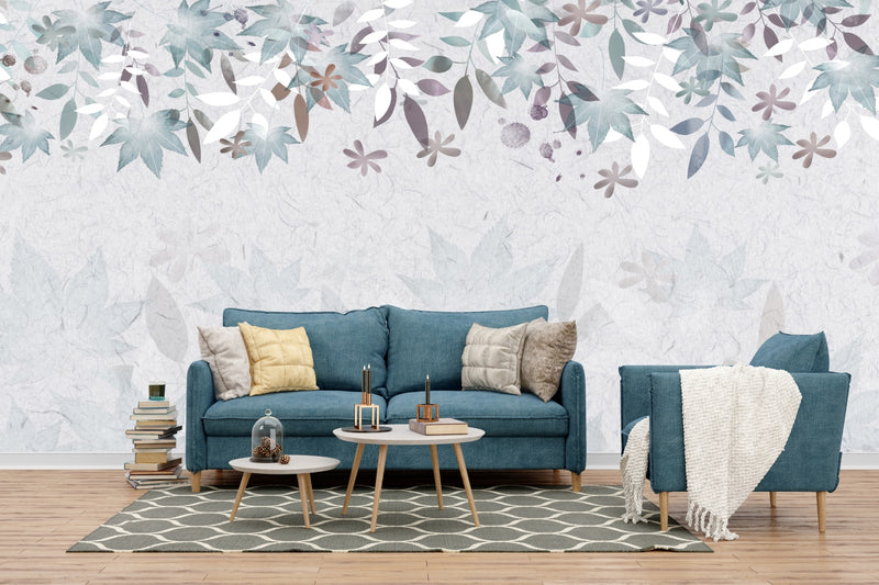 Serene Watercolor Leaves Wallpaper Mural
