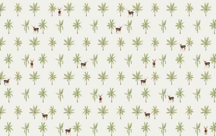 Tropical Deer Paradise Wallpaper
