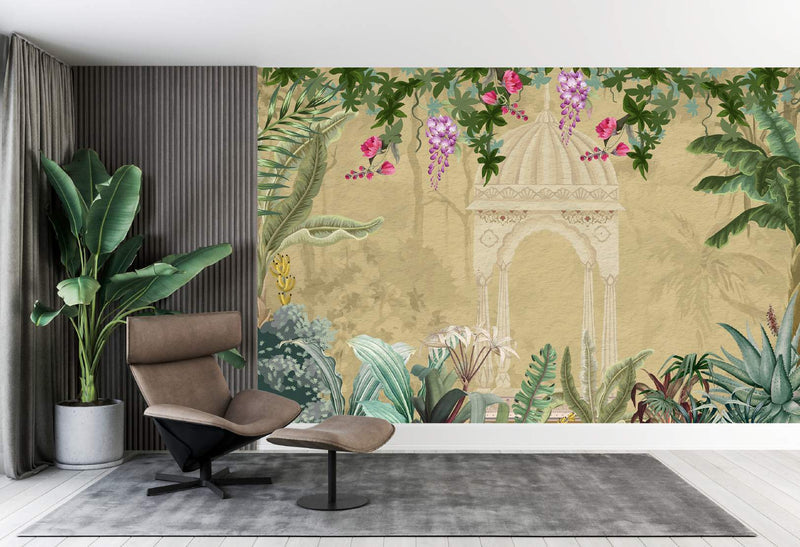 Tropical Oasis Pavilion Wallpaper Mural