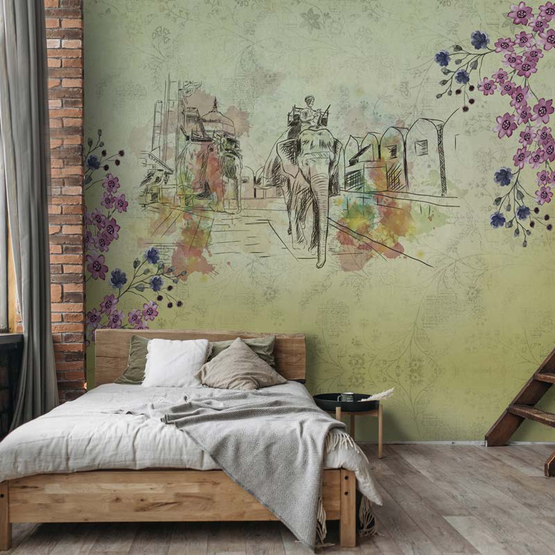 Vintage India Elephants & Floral Dreamscapes