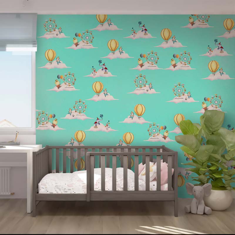 Whimsical Circus Hot Air Balloon Wallpaper