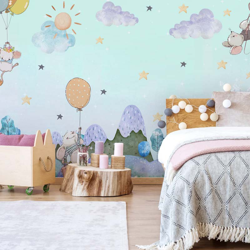 Whimsical Mice Hot Air Balloon Adventure Wallpaper