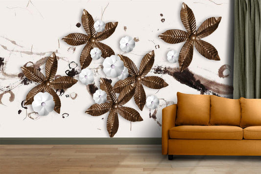 Bronze Blooms & Abstract Hues Wallpaper