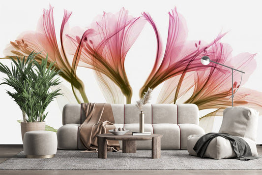 Crimson Bloom X-Ray Floral Wallpaper