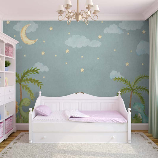 Dino Dreams Under a Night Sky Wallpaper