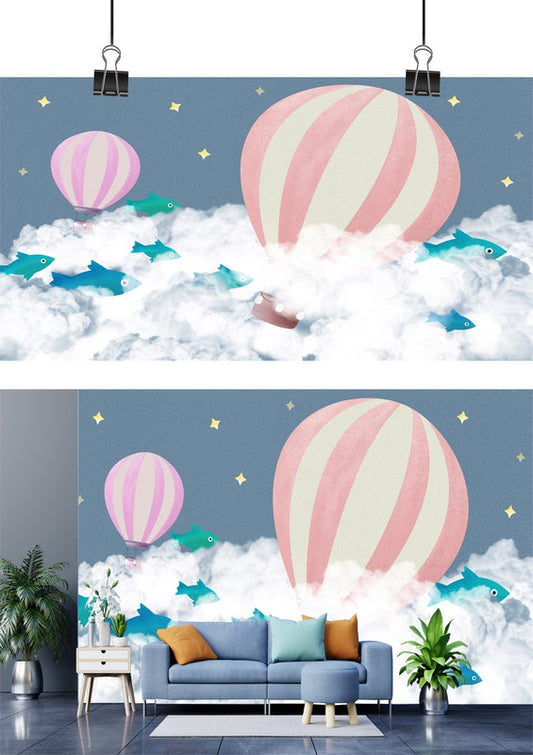 Dreamy Hot Air Balloons & Fish Wallpaper