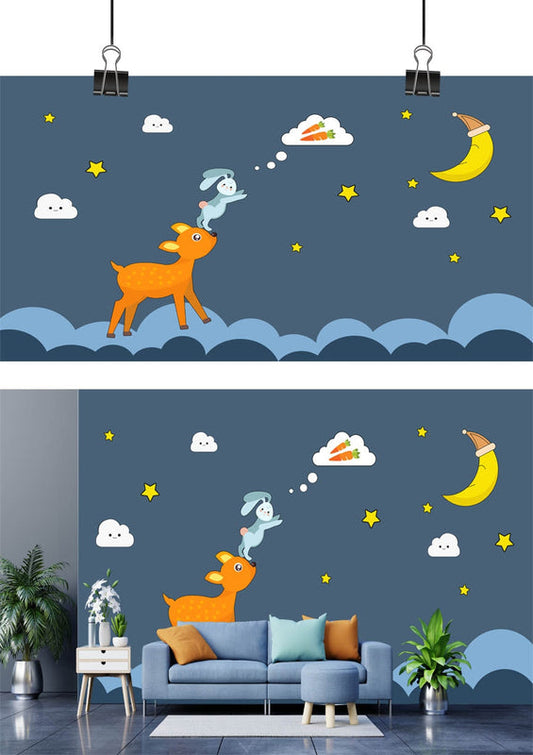 Dreamy Night Deer & Bunny Adventure