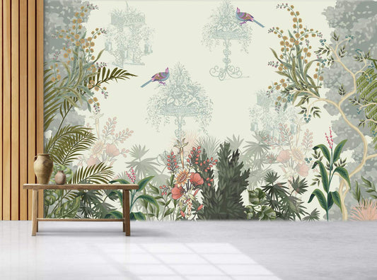 Enchanted Garden Birds & Blooms Wallpaper