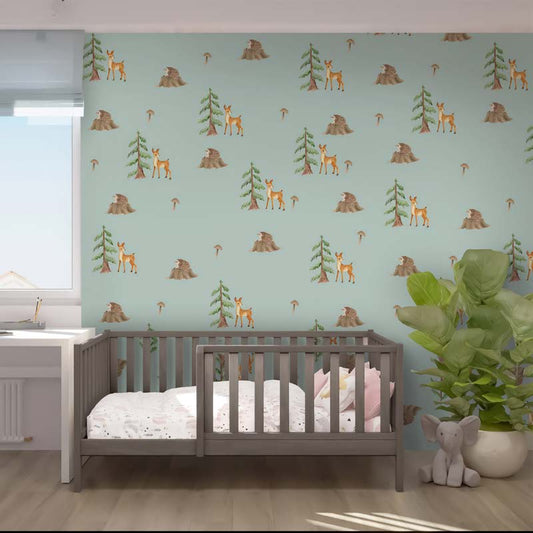Enchanting Forest Friends Nursery Wallpaper