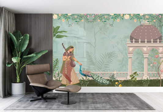 Enchanting Peacock & Musician Mural