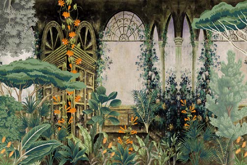 Enchanting Ruin Garden Wallpaper