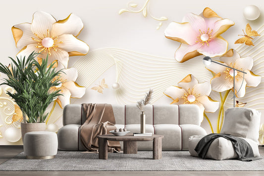 Golden Blossom Elegance Wallpaper