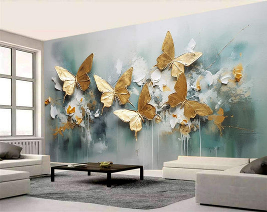 Golden Butterfly Elegance Wall Mural