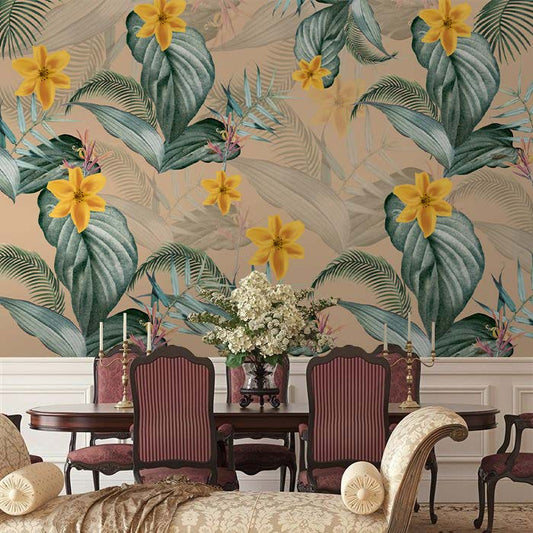 Golden Tropics Botanical Wallpaper