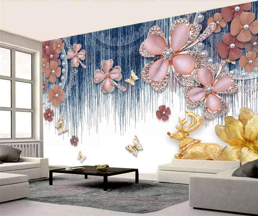Jewel-toned Floral Fantasy with Reindeer Charm