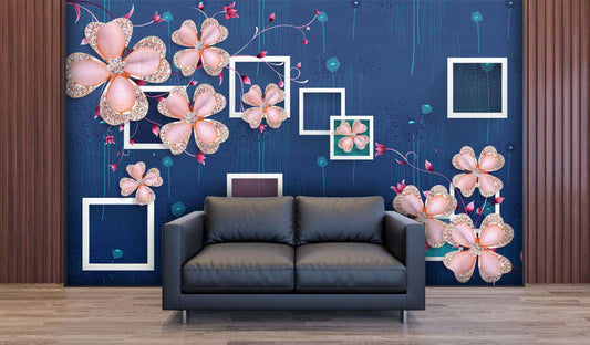 Jewel-toned Floral Frames Wallpaper