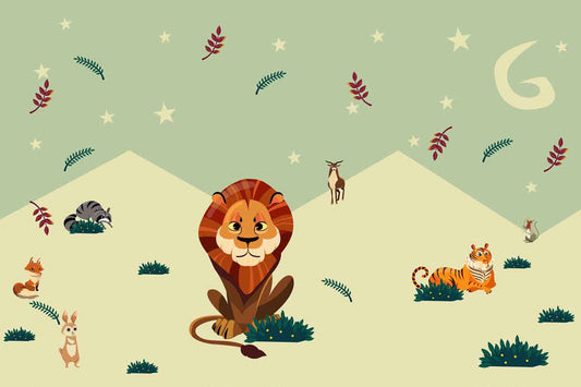 Majestic Lion & Night Sky Friends Wallpaper