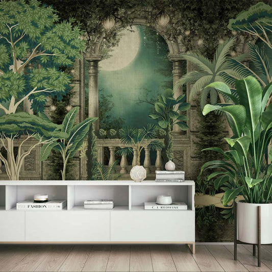 Moonlit Garden Colonnade Wallpaper