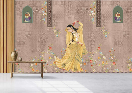 Mughal Empress Floral Dance Wallpaper