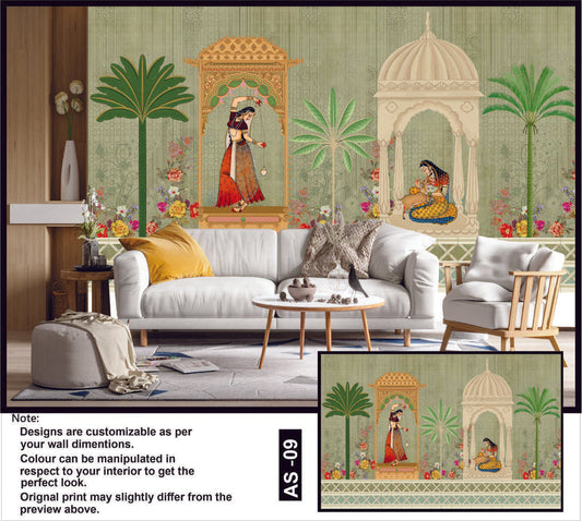 Mughal Garden Ladies Wallpaper Mural