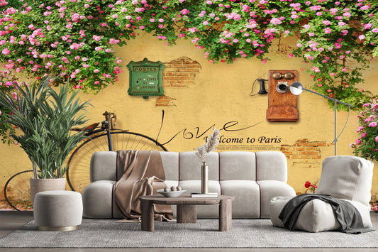 Parisian Rose-Covered Wall with Vintage Charm