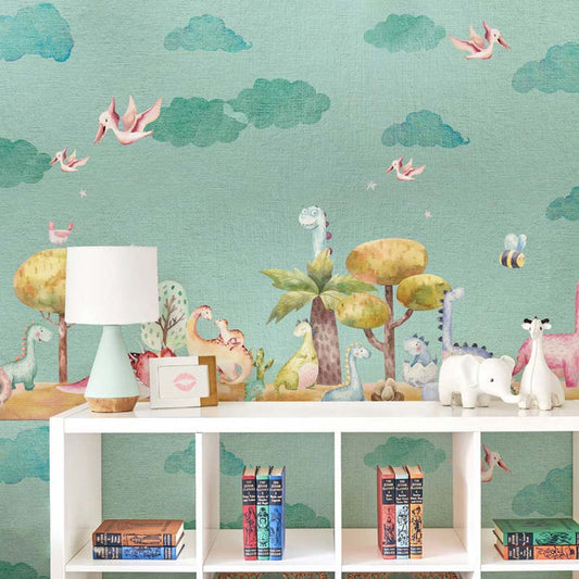 Pastel Dino Paradise Wallpaper Mural