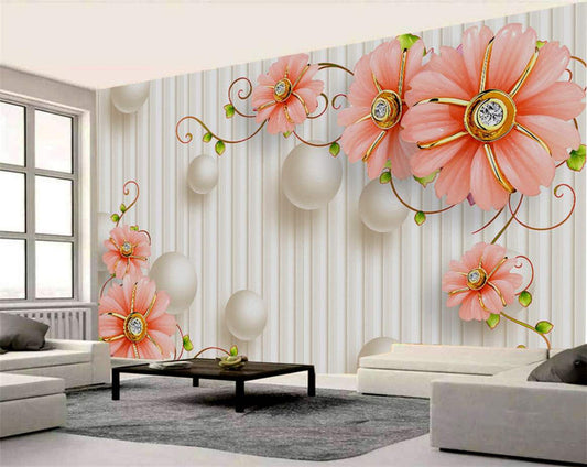 Peach Blossom Pearl Elegance Wallpaper