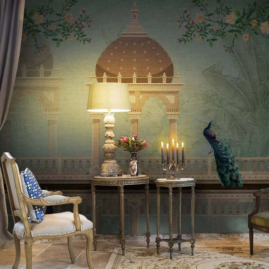Peacock Palace Oasis Wallpaper Mural