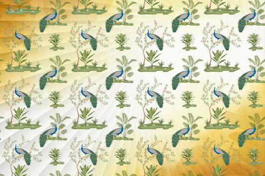 Peacock Paradise Sunburst Wallpaper