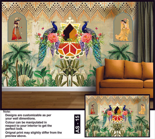 Peacock Paradise Tropical Mural