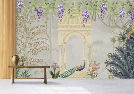 Peacock & Parrot Paradise Mural